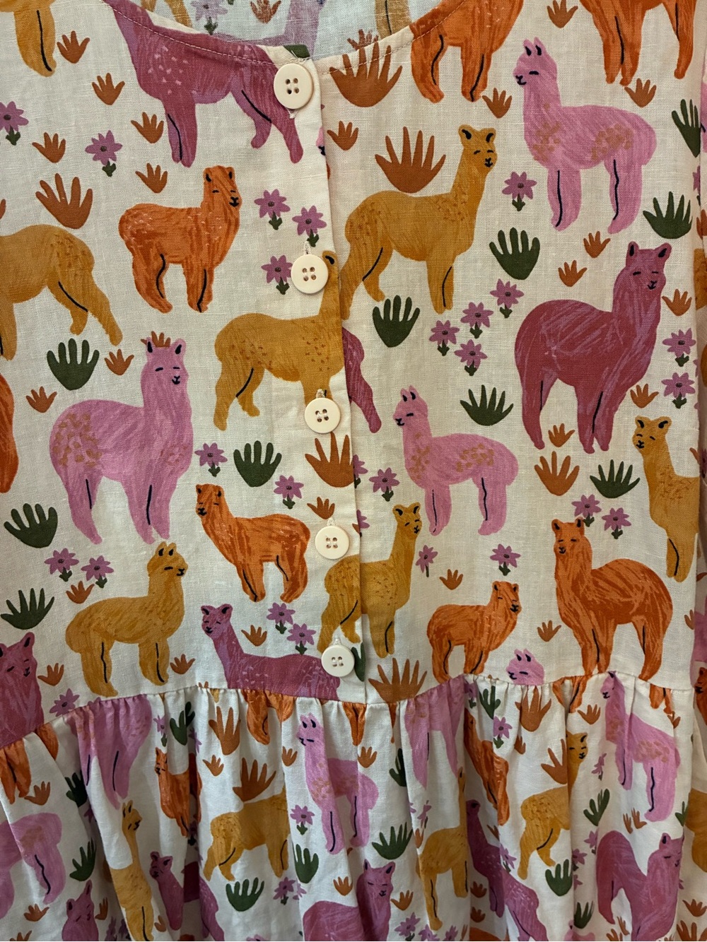 CUTE!! Princess Highway Pink and Orange Smiling Llama Cotton Linen Mini Dress! - Picture 2 of 6